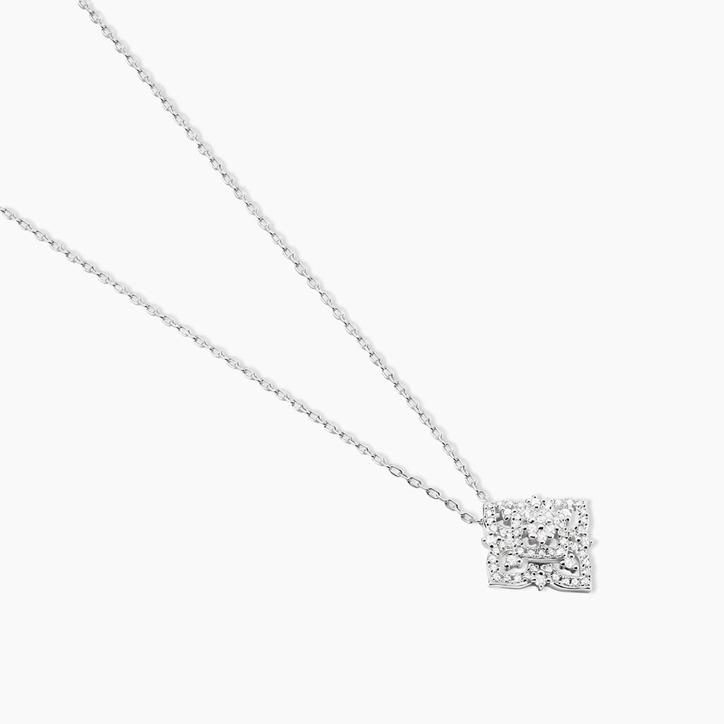 Collier Ros&eacute;e Or Blanc Diamant - Colliers Femme | Histoire d&rsquo;Or