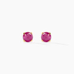 Boucles D'oreilles Puces Elea Serti Griffe Or Jaune Rubis - Clous d'oreilles Femme | Histoire d&rsquo;Or
