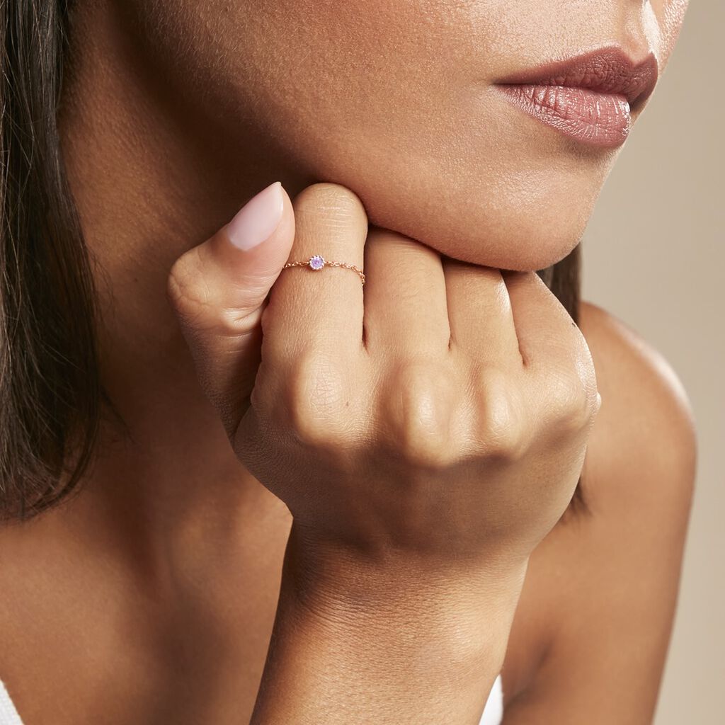 Bague Chaine Rio Selaron Argent Rose Oxyde De Zirconium - Bagues solitaires Femme | Histoire d’Or