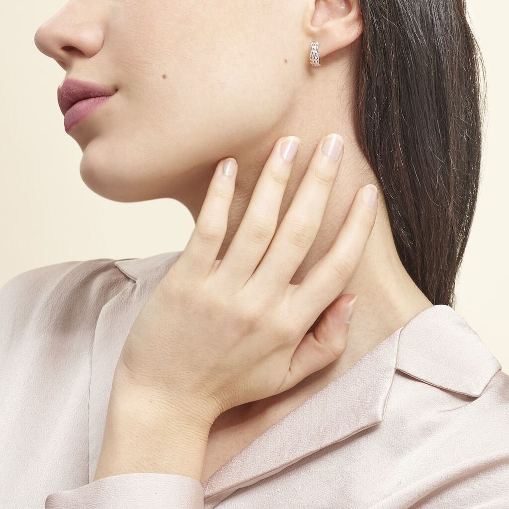 Créoles Sybilles Argent Blanc - Boucles d'oreilles créoles Femme | Histoire d’Or