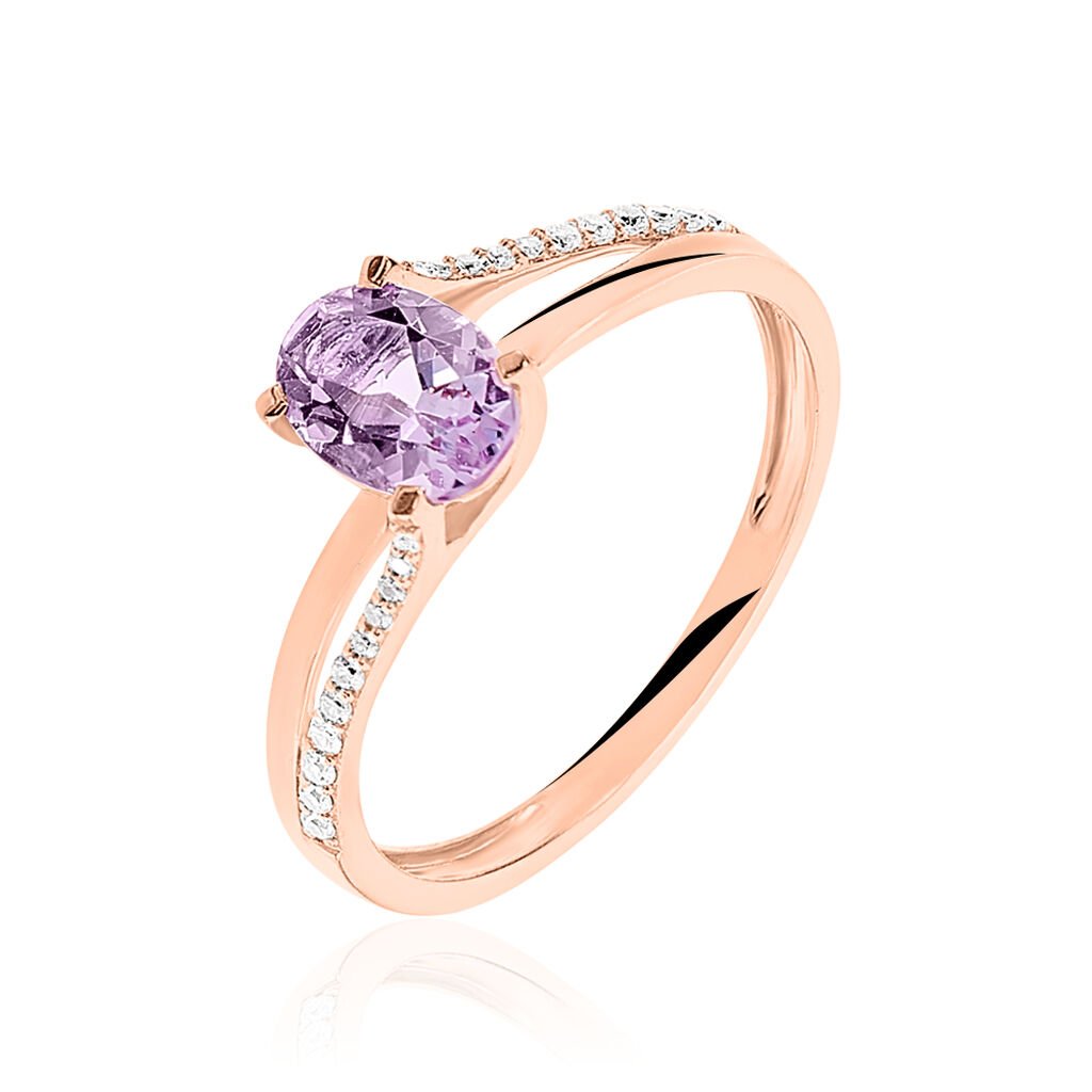 Bague Marie-eva Or Rose Amethyste Et Oxyde De Zirconium - Bagues solitaires Femme | Histoire d&rsquo;Or