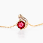 Collier Tyana Plaqu&eacute; Or Jaune Pierre De Synthese Et Oxyde De Zirconium - Colliers fantaisie Femme | Histoire d&rsquo;Or