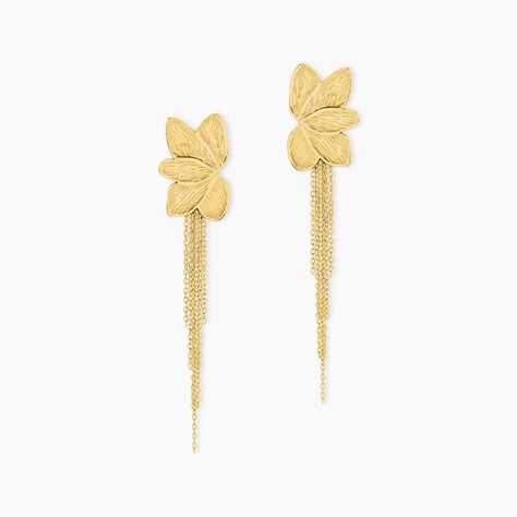 Boucles D'Oreilles Pendantes Thimea Acier Jaune Sans Pierre - Boucles d'oreilles fantaisie Femme | Histoire d&rsquo;Or