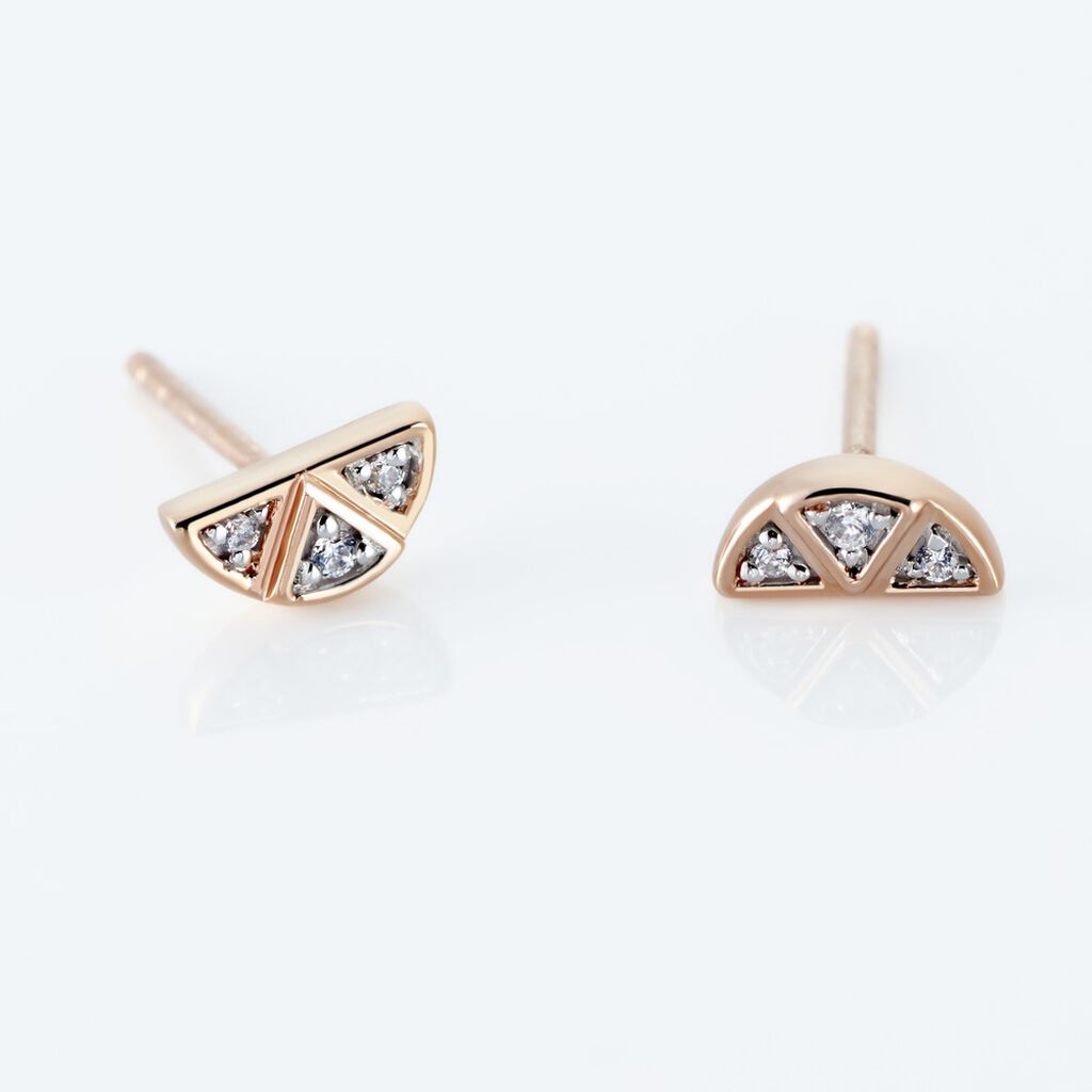 Boucles D'oreilles Puces Argent Rose Donella Oxyde De Zirconium - Boucles d'oreilles fantaisie Femme | Histoire d&rsquo;Or