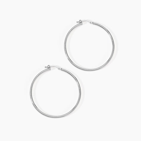 Créoles Or Blanc Rond - Boucles d'oreilles créoles Femme | Histoire d’Or