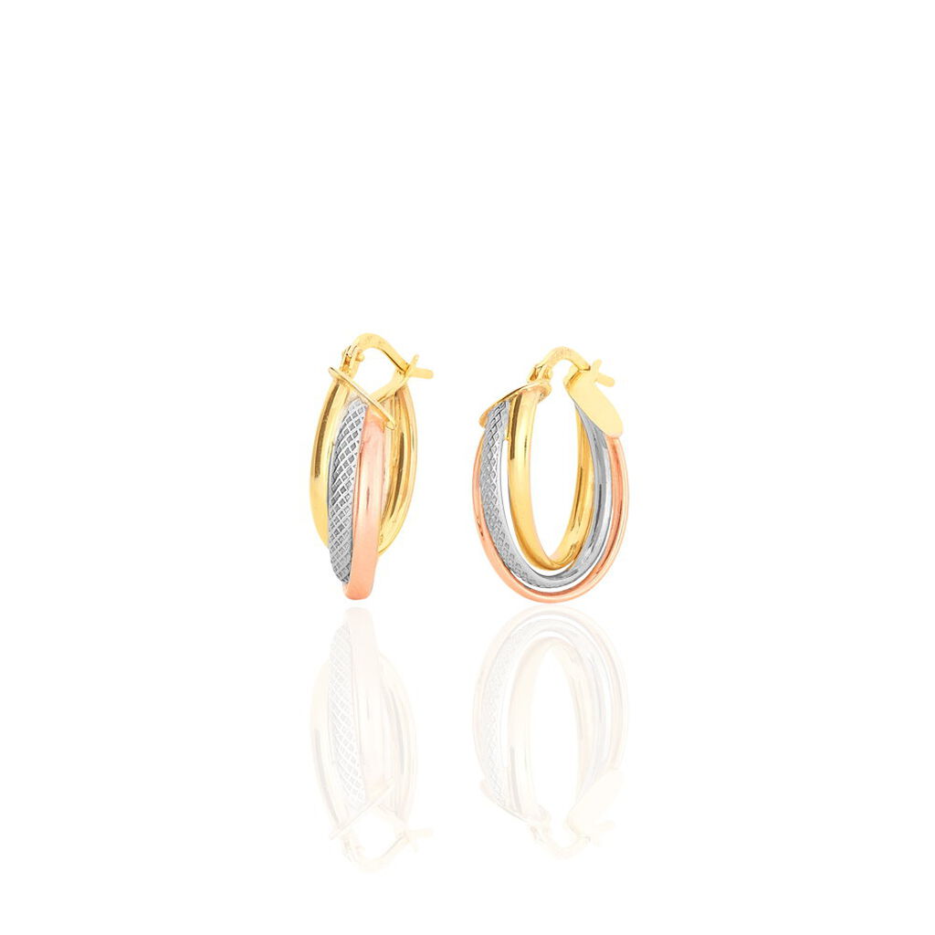 Créoles Hermande Or Tricolore - Boucles d'oreilles créoles Femme | Histoire d’Or