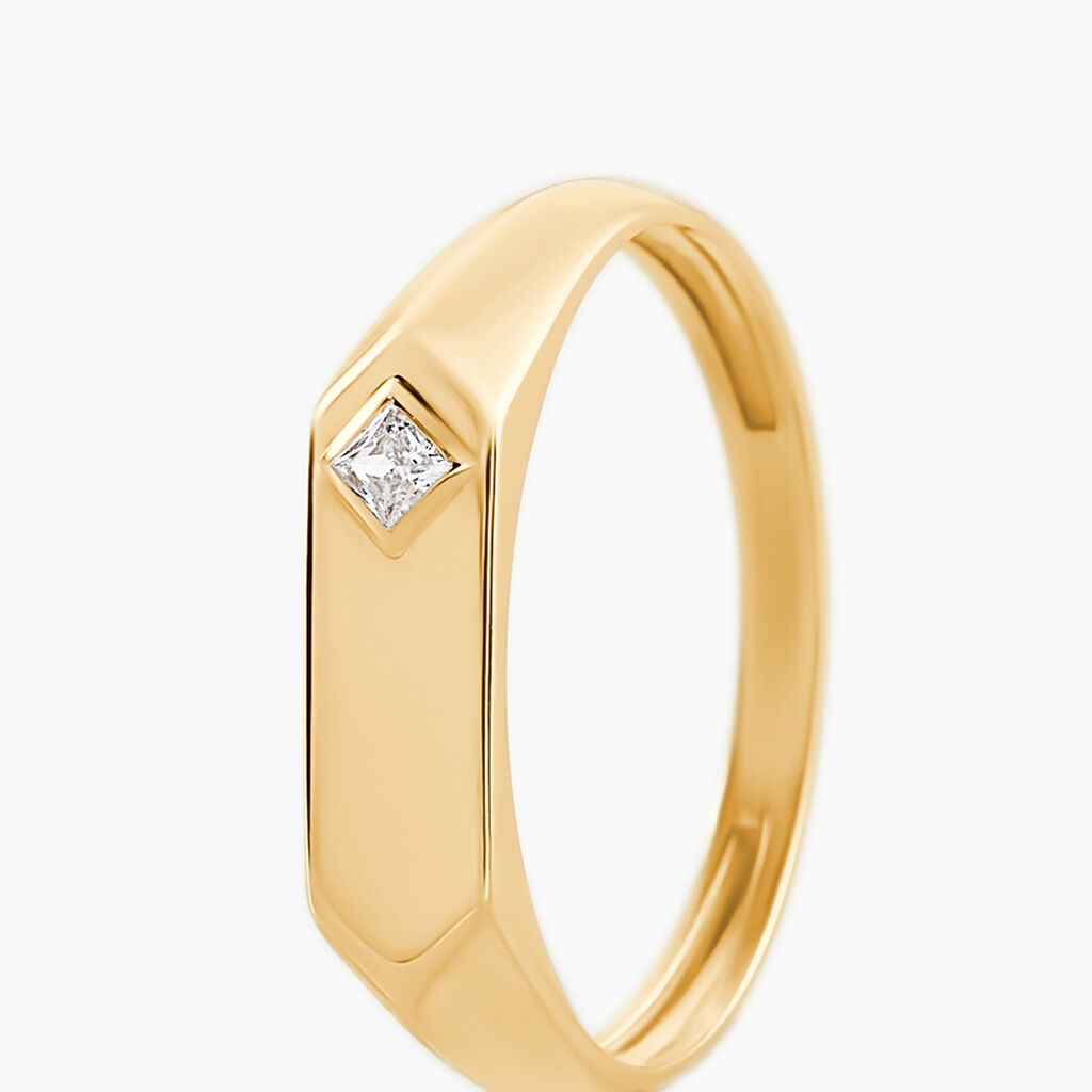 Chevalière Madhavi Or Jaune Oxyde De Zirconium - Bagues solitaires Unisex | Histoire d’Or