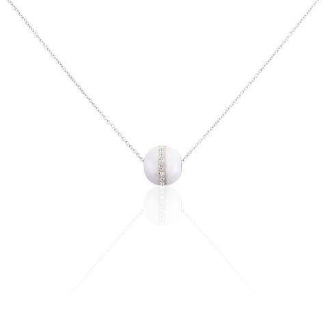 Collier Nina Cera Argent Blanc Strass Et C&eacute;ramique - Colliers fantaisie Femme | Histoire d&rsquo;Or