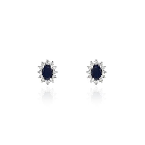 Boucles D'oreilles Puces Vladimir Or Blanc Saphir Diamant - Clous d'oreilles Femme | Histoire d’Or