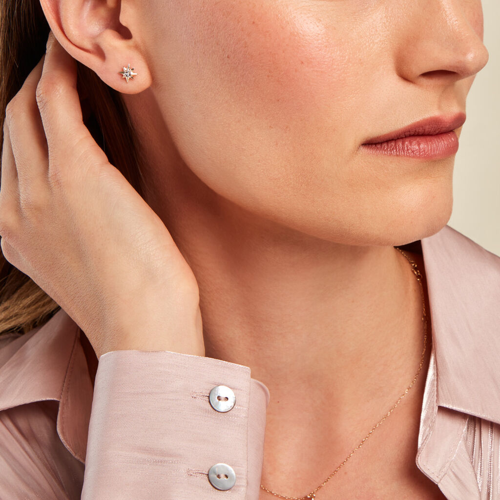 Boucles D'oreilles Puces Vangelis Or Jaune Diamant - Clous d'oreilles Femme | Histoire d’Or