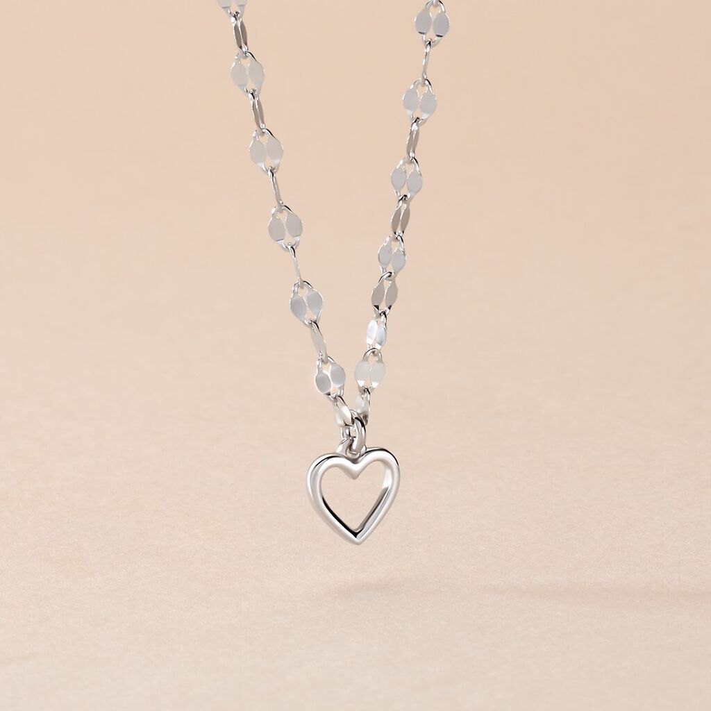 Collier Argent Blanc Hariane - Colliers Coeur Femme | Histoire d’Or