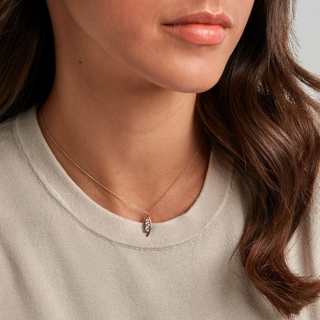 Collier Bebinn Or Jaune Oxyde De Zirconium Blanc - F&ecirc;te des m&egrave;res Femme | Histoire d&rsquo;Or