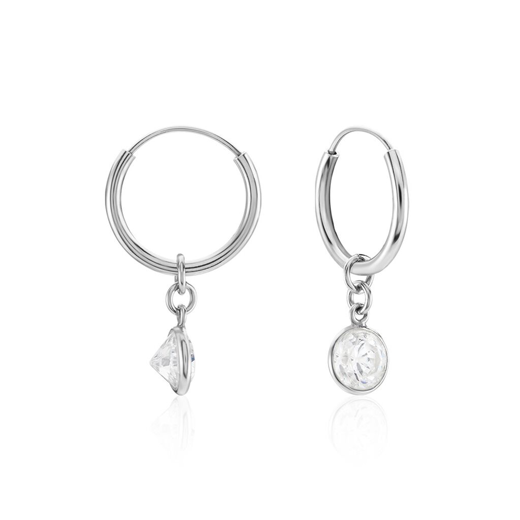 Cr&eacute;oles Argent Blanc Lehunnus Oxyde De Zirconium - Boucles d'oreilles cr&eacute;oles Femme | Histoire d&rsquo;Or