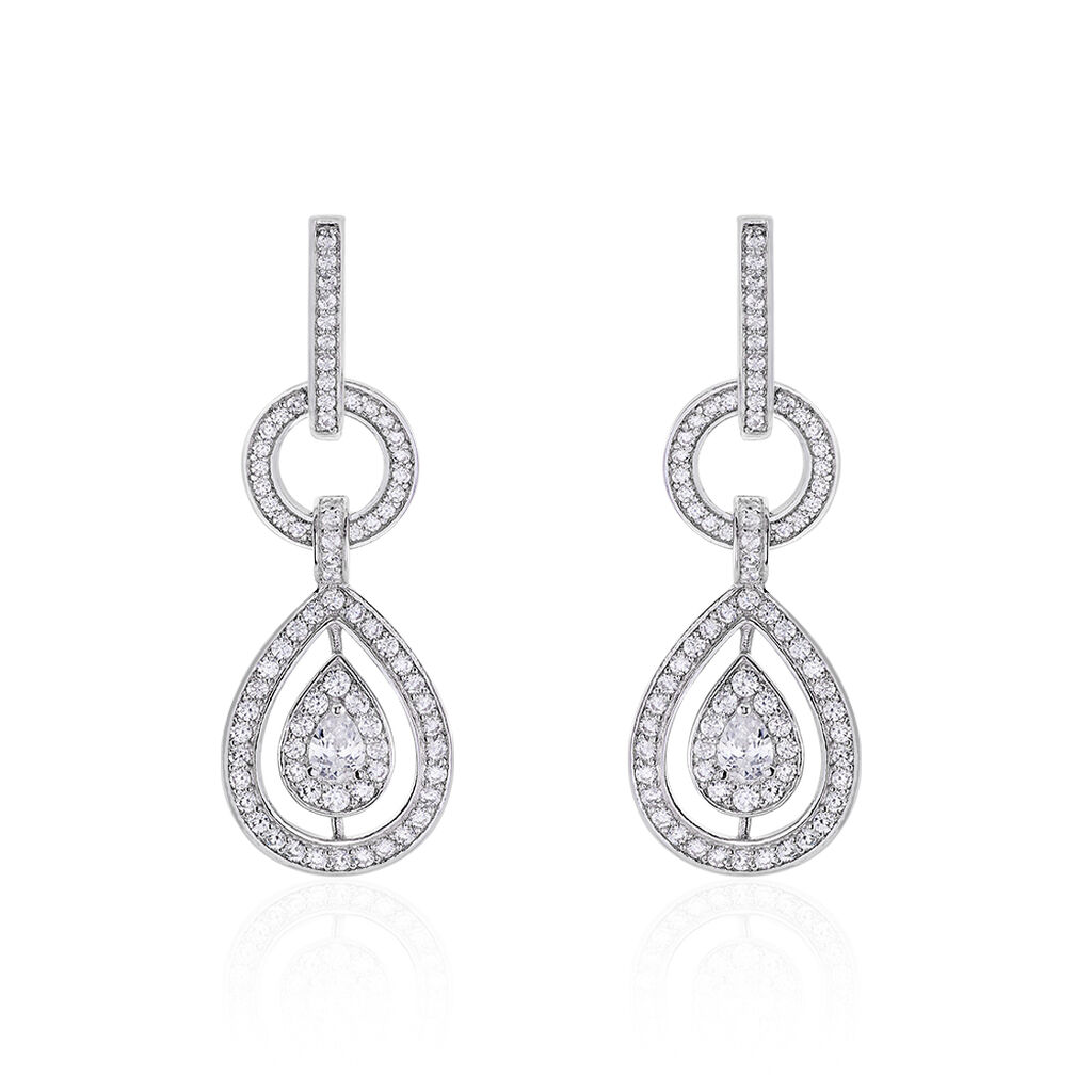 Boucles D'oreilles Pendantes Edward Argent Blanc Oxyde De Zirconium - Boucles d'oreilles pendantes Femme | Histoire d’Or