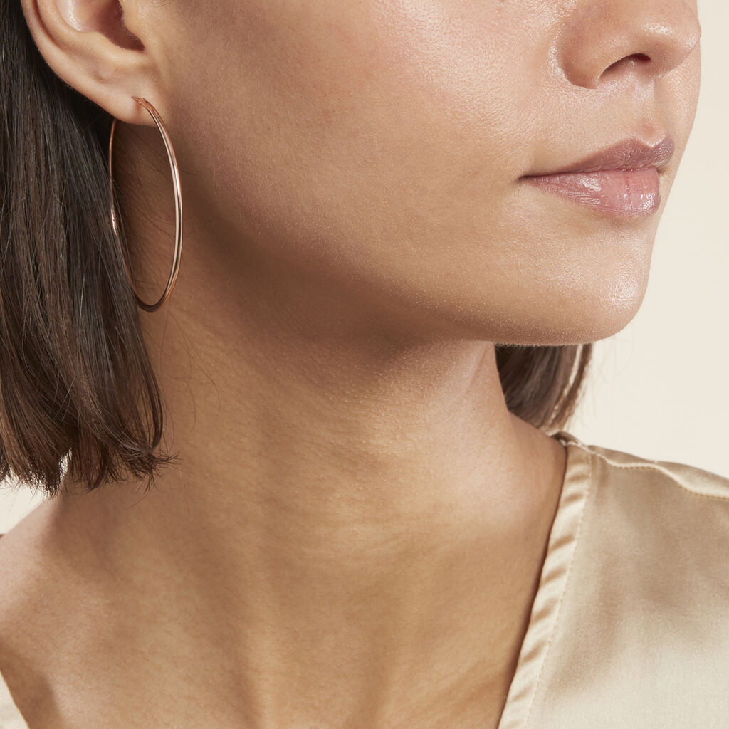Créoles Argent Rose Olympia - Boucles d'oreilles créoles Femme | Histoire d’Or