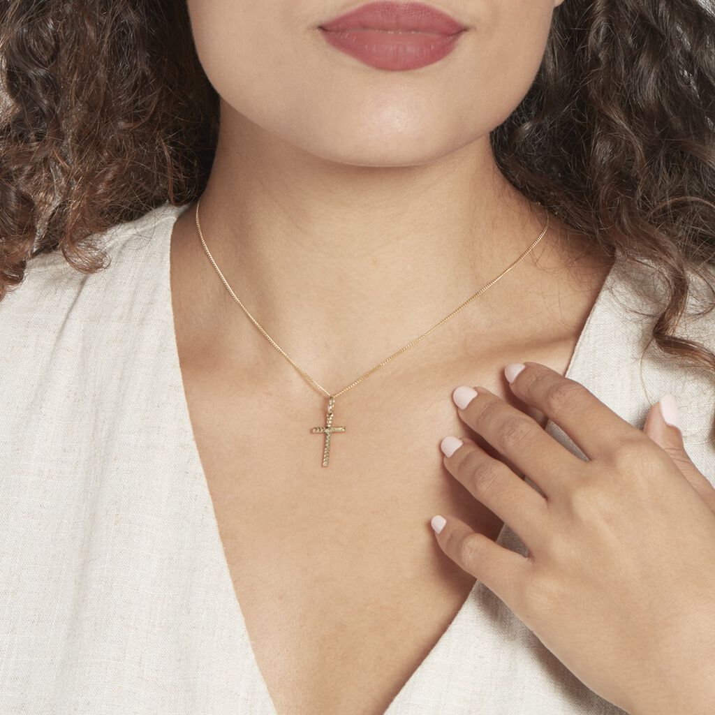 Pendentif Benny Croix Ciselee Or Jaune - Pendentifs croix Femme | Histoire d&rsquo;Or