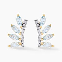 Boucles D'oreilles Puces Tiara Or Jaune Topaze Oxyde De Zirconium