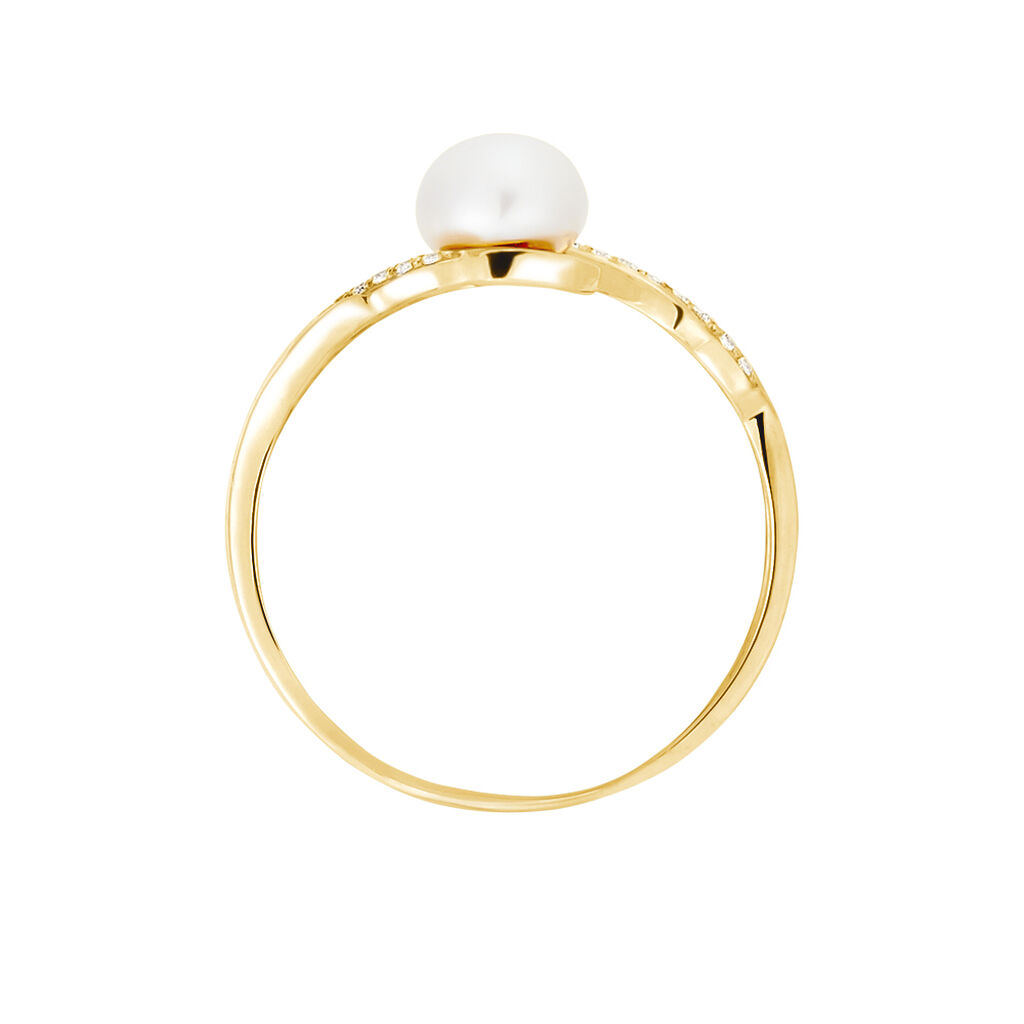 Bague Antoinette Or Jaune Perle De Culture Et Oxyde De Zirconium - Bagues solitaires Femme | Histoire d&rsquo;Or