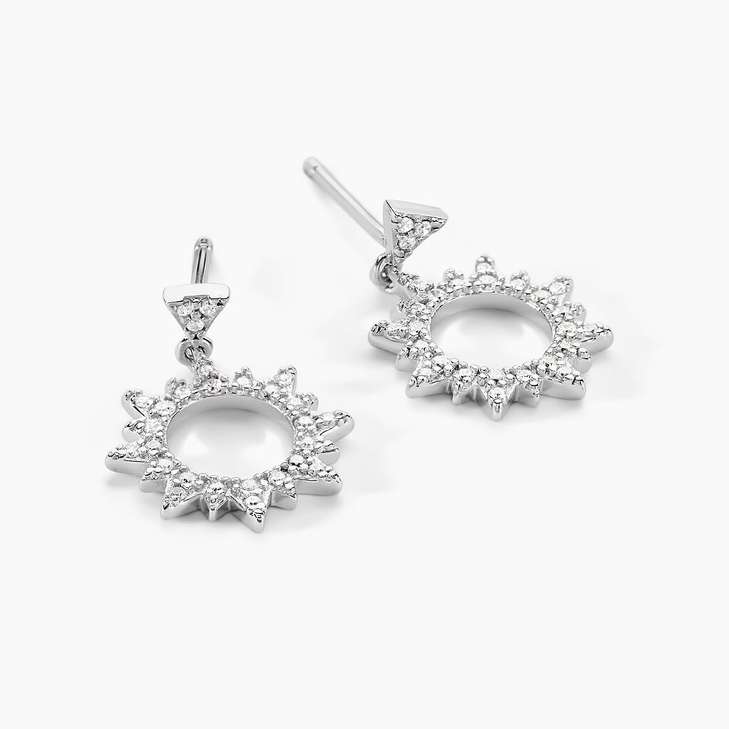 Boucles D'oreilles Pendantes Teana Argent Blanc Oxyde De Zirconium - Boucles d'oreilles fantaisie Femme | Histoire d&rsquo;Or