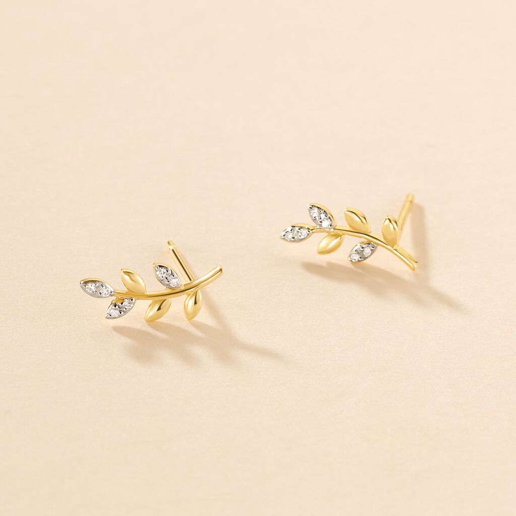 Boucles D'oreilles Puces Palmiro Or Jaune Diamant - Clous d'oreilles Femme | Histoire d&rsquo;Or