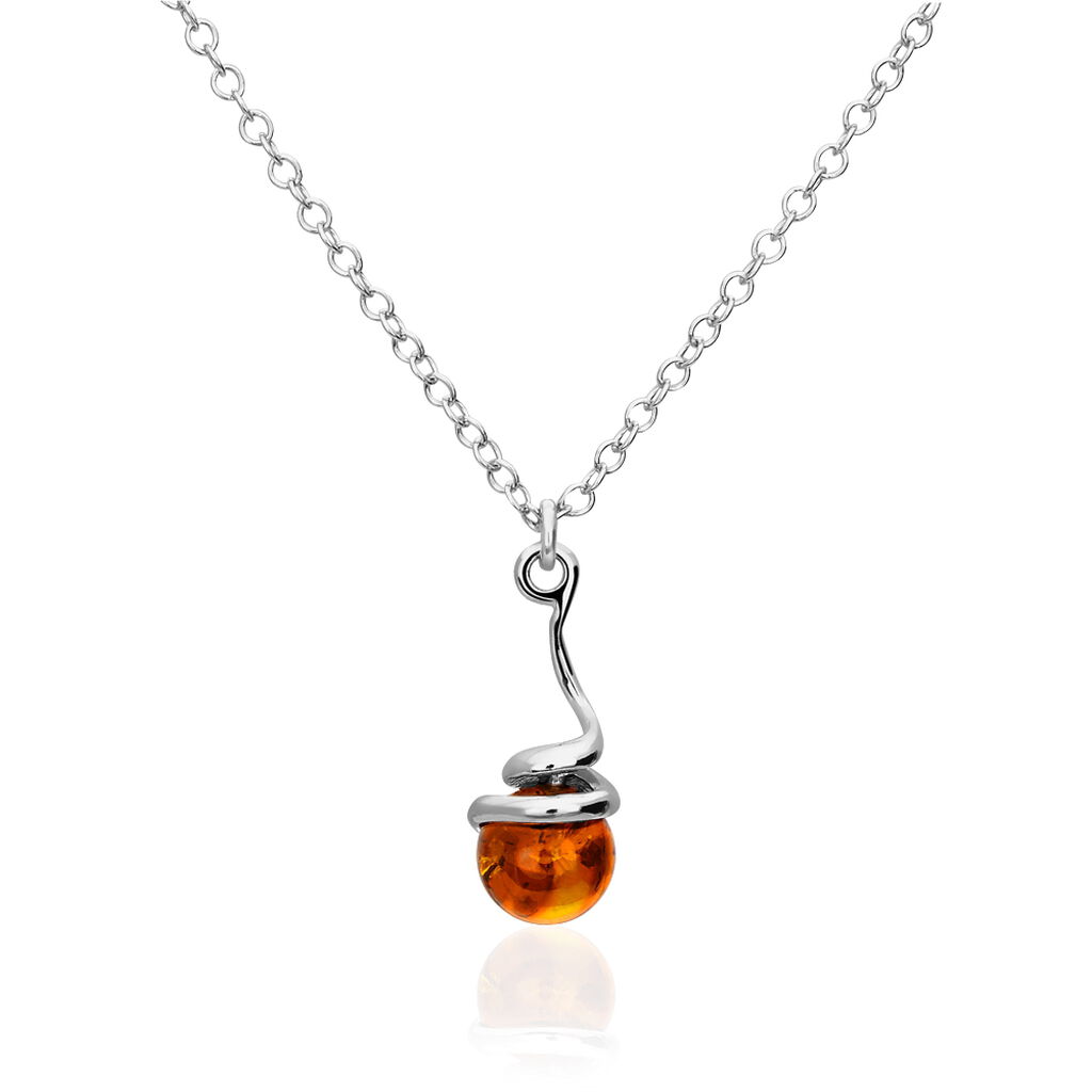 Collier Famata Argent Blanc Ambre