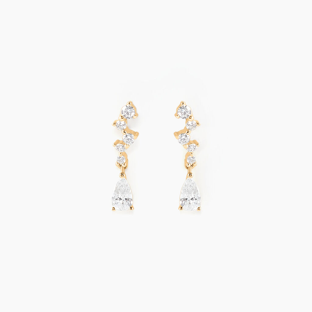 Boucles D'oreilles Pendantes Cegolene Or Jaune Oxyde De Zirconium - Boucles d'oreilles pendantes Femme | Histoire d&rsquo;Or
