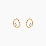 Boucles D'Oreilles Puces Fortuna Argent Dor&eacute; A L'Or 750/1000 Oxyde De Zirconium - Boucles d'oreilles fantaisie Femme | Histoire d&rsquo;Or