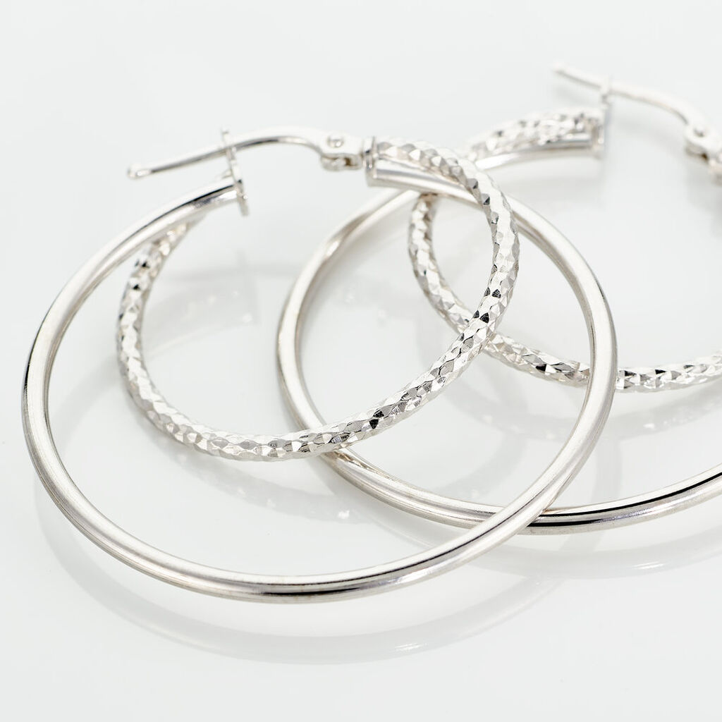 Créoles Argent Blanc Marjorie - Boucles d'oreilles créoles Femme | Histoire d’Or