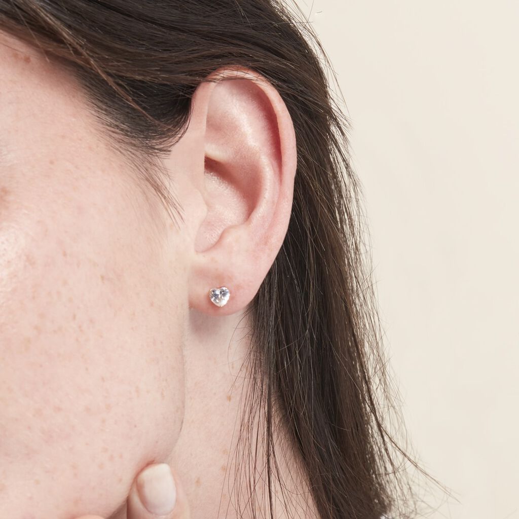 Boucles D'oreilles Puces Or Jaune Katherine Oxyde De Zirconium - Clous d'oreilles Femme | Histoire d’Or