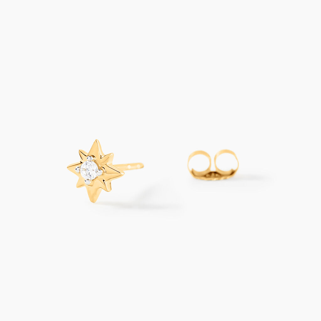 Boucles D'oreilles Puces Astralia Or Jaune Oxyde De Zirconium - Clous d'oreilles Femme | Histoire d’Or