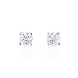 Boucles D'oreilles Puces 4 Griffes Or Blanc Diamant Synthetique - Clous d'oreilles Femme | Histoire d’Or