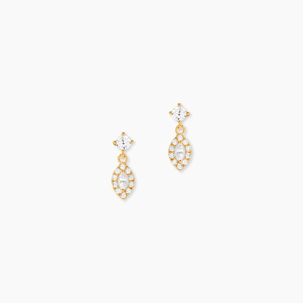 Boucles D'Oreilles Pendantes Osana Or Jaune Oxyde De Zirconium - Boucles d'oreilles pendantes Femme | Histoire d&rsquo;Or
