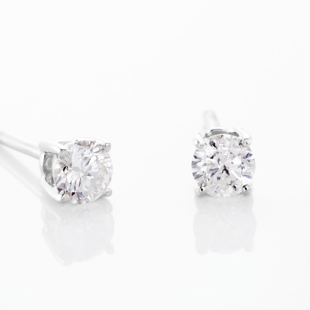 Boucles D'oreilles Puces Aphrodite Or Blanc Diamant - Clous d'oreilles Famille | Histoire d&rsquo;Or