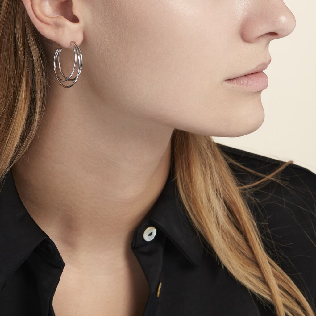 Créoles Argent Blanc Jukka - Boucles d'oreilles créoles Femme | Histoire d’Or