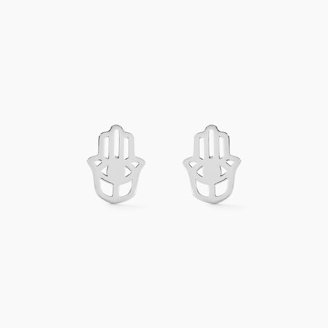 Boucles D'oreilles Puces Abby Argent Blanc - Boucles d'oreilles fantaisie Femme | Histoire d&rsquo;Or