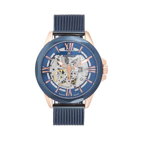 Montre Montignac Round Automatique Bleu - Montres Homme | Histoire d’Or