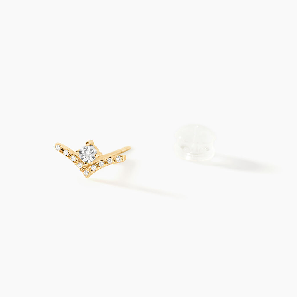 Boucles D'Oreilles Puces Severienne Or Jaune Diamant - Clous d'oreilles  | Histoire d&rsquo;Or