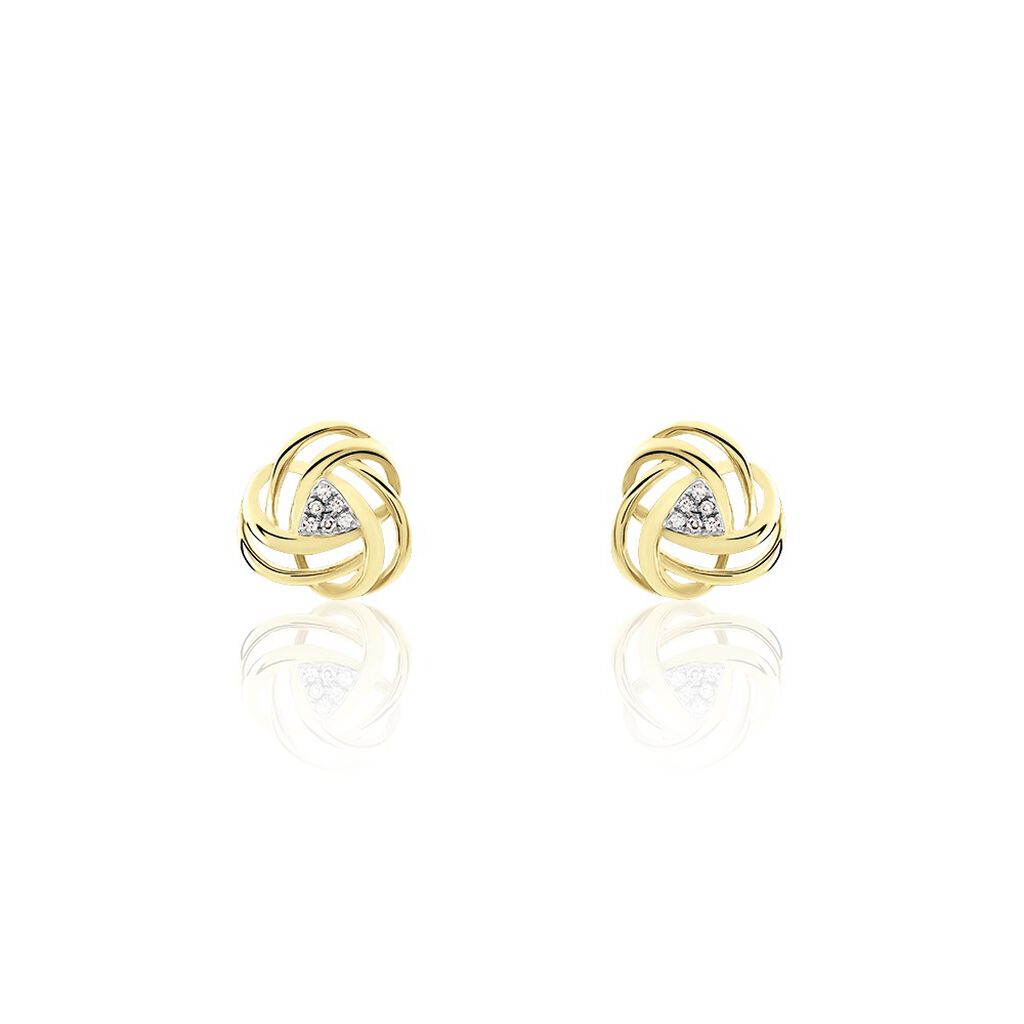 Boucles D'oreilles Puces Or Jaune Afua Diamants - Clous d'oreilles Femme | Histoire d’Or