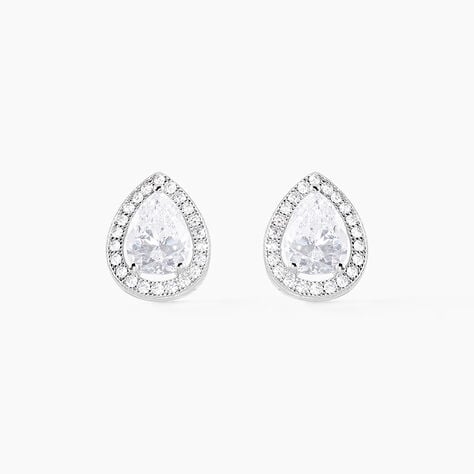 Boucles D'oreilles Puces Pilar Argent Blanc Oxyde De Zirconium - Boucles d'oreilles fantaisie Femme | Histoire d&rsquo;Or