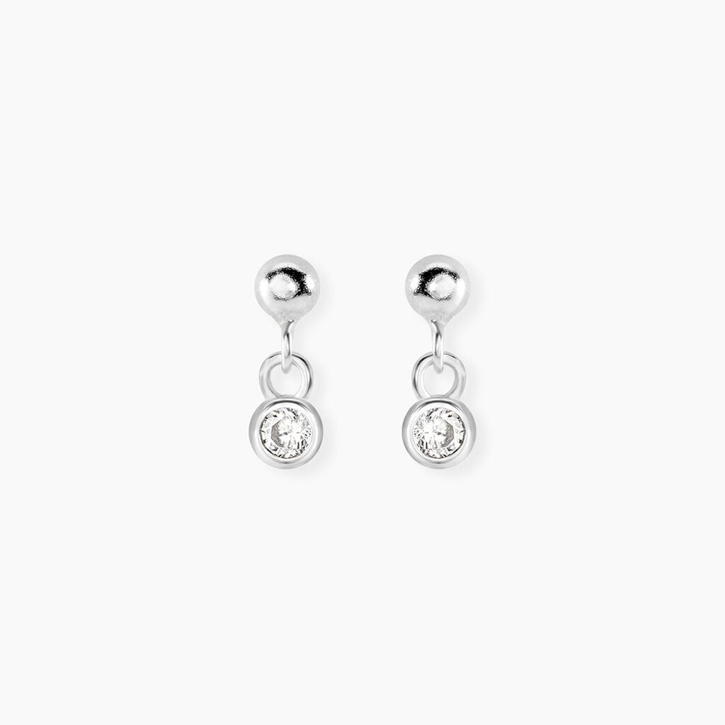 Boucles D'Oreilles Pendantes Fishke Argent Blanc Oxyde De Zirconium - Boucles d'oreilles fantaisie Femme | Histoire d&rsquo;Or