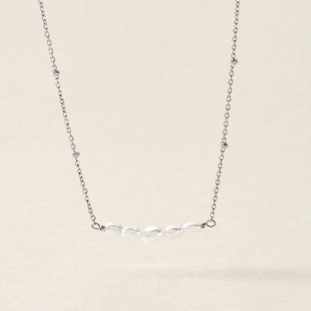 Collier Blaine Argent Blanc Perle De Culture - Colliers fantaisie Femme | Histoire d&rsquo;Or