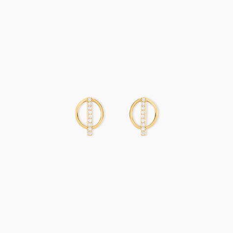 Boucles D'oreilles Pendantes Edmee Cercle Or Jaune Oxyde De Zirconium - Boucles d'oreilles pendantes Femme | Histoire d’Or