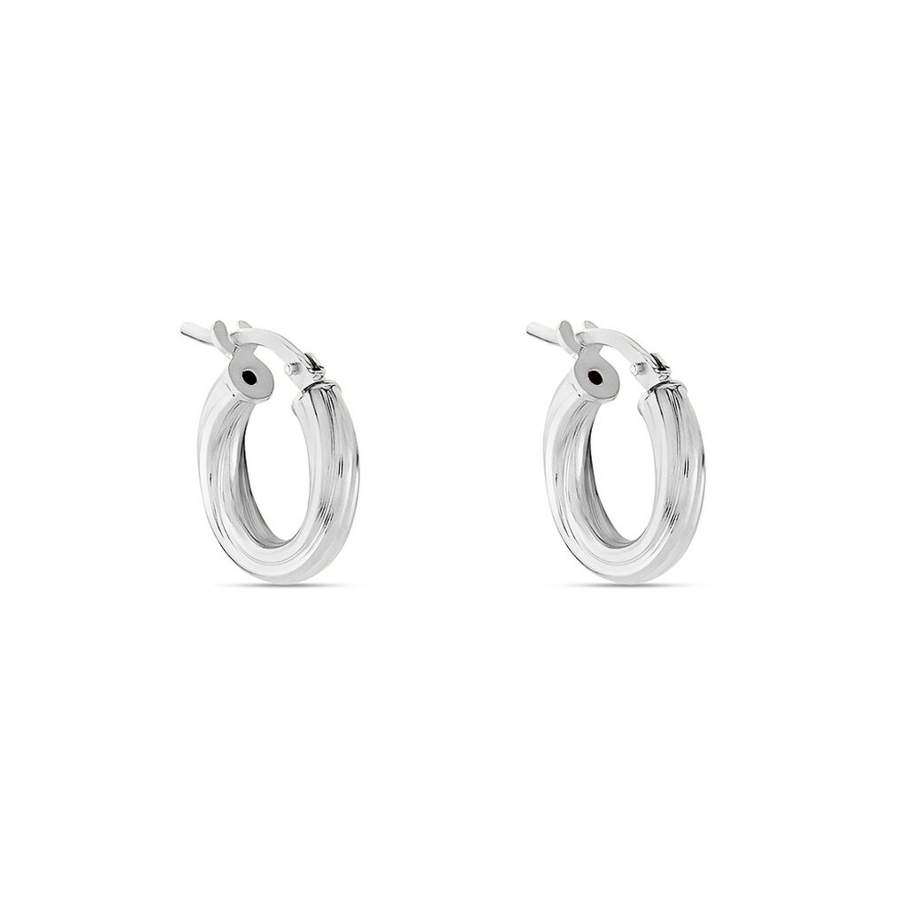 Créoles Maia Argent Blanc - Boucles d'oreilles créoles Femme | Histoire d’Or