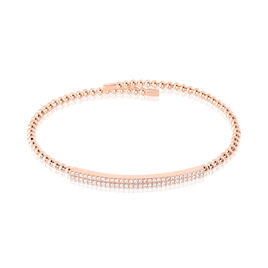 Bracelet Jonc Fuerza Argent Rose Oxyde De Zirconium - Bracelets fantaisie Femme | Histoire d’Or