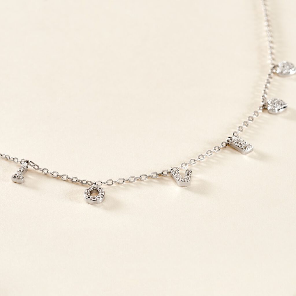 Collier Argent Blanc Deep In Love Oxyde De Zirconium - Colliers fantaisie Femme | Histoire d&rsquo;Or