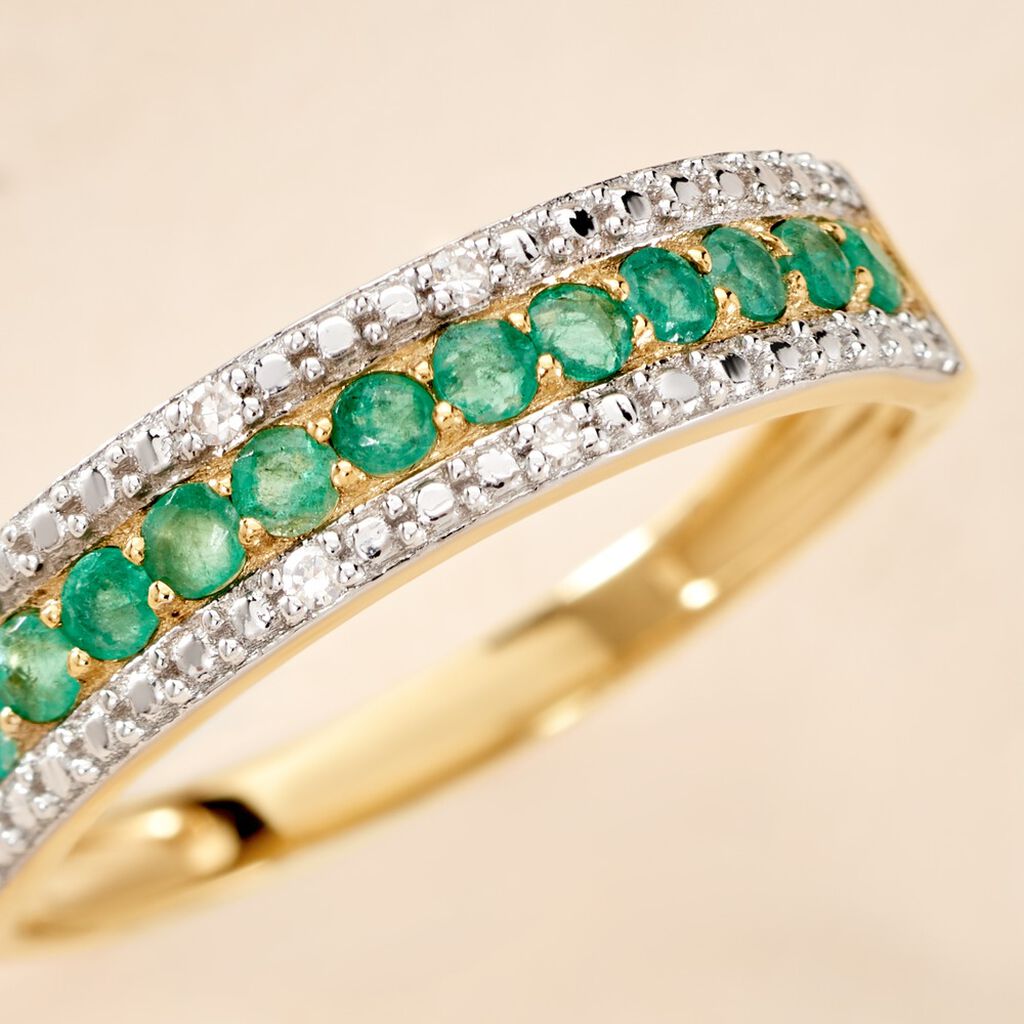 Bague Amias Or Jaune Emeraude Diamant - Bagues avec pierre Femme | Histoire d’Or