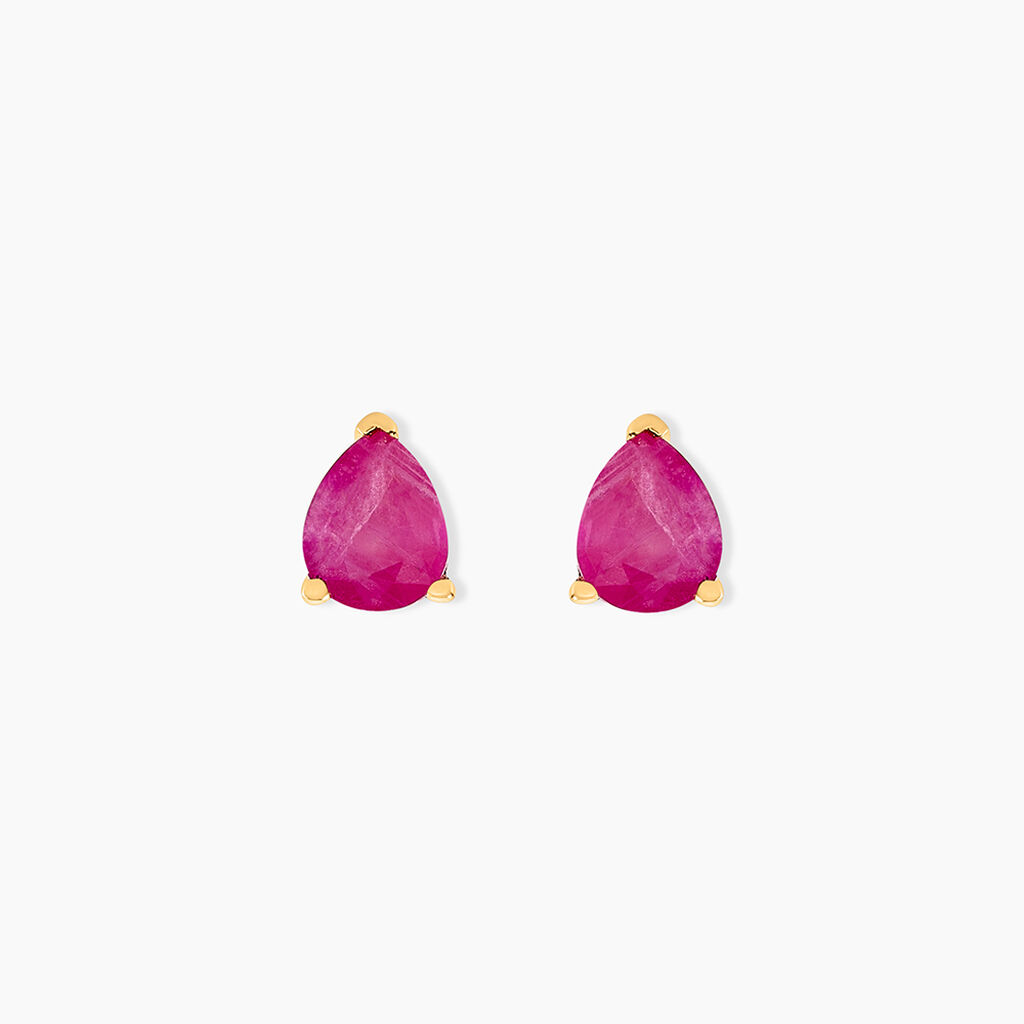 Boucles D'oreilles Puces Or Jaune Isador Rubis - Clous d'oreilles Femme | Histoire d’Or
