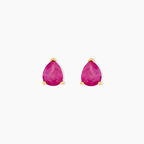 Boucles D'oreilles Puces Or Jaune Isador Rubis - Clous d'oreilles Femme | Histoire d’Or