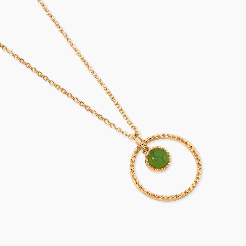 Collier Amalthea Plaqu&eacute; Or Dor&eacute; Aventurine Vert - Colliers fantaisie Femme | Histoire d&rsquo;Or