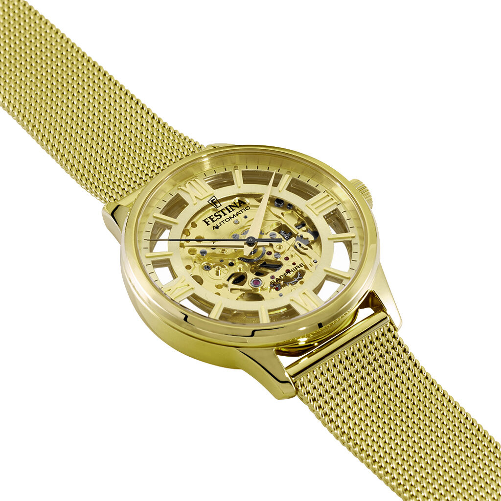 Montre Festina Squelette Dor&eacute; - Montres Homme | Histoire d&rsquo;Or